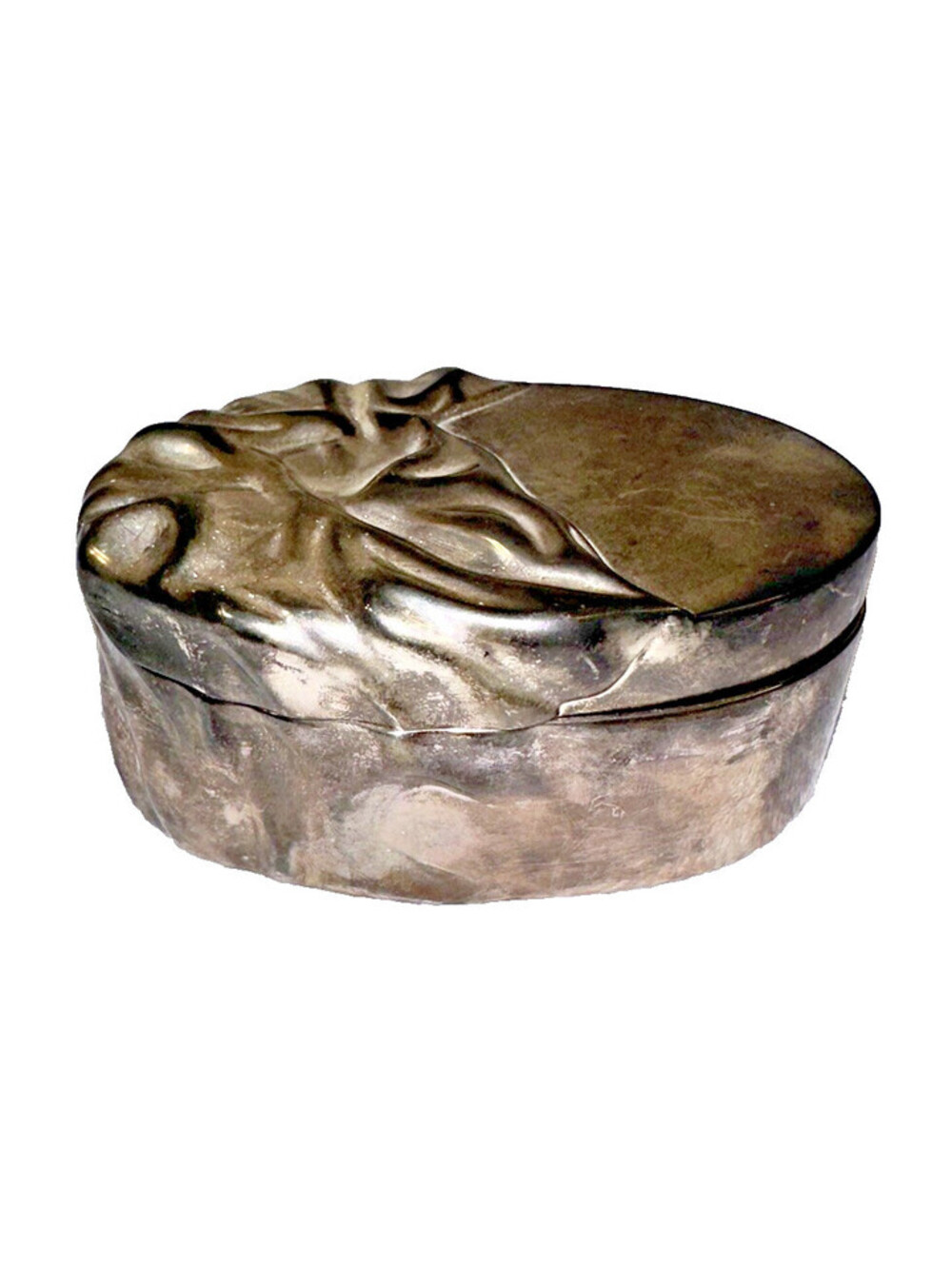 VTG Godinger Art Nouveau Jewelry Trinket Box Silver Plate With Ribboned Effect